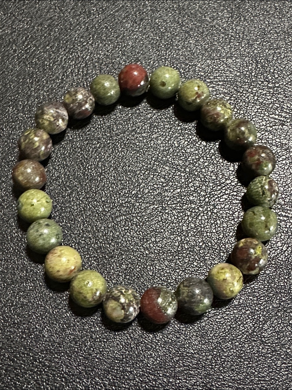 Dragons Blood Jasper Semi Precious Stone Bead Stretch Bracelet